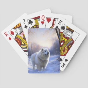 Samojede Lass es schneien Weihnachten Spielkarten