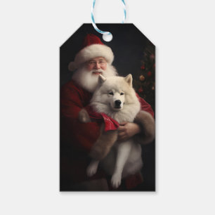 Samojede mit Weihnachtsmann Festives Weihnachten Geschenkanhänger