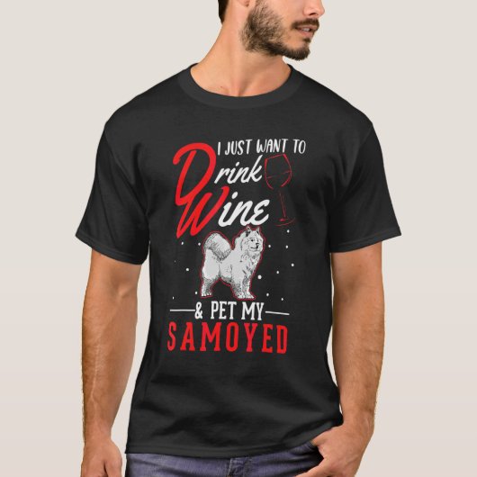 Samojede und Wein T-Shirt (Vorderseite)