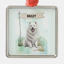 Samojede Wasserfarbe Personalisierter Hund