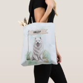 Samojede-Wasserfarbe Personalisierter Hund Tasche (Von Nahem)