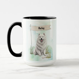 Samojede Watercolor Personalisierter Hund Tasse