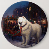 Samojede Weihnachtsfestzeit Button (Vorderseite)