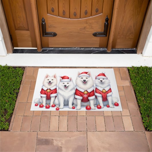 Samojede Weihnachtskleid Santa Hut Fußmatte (Außenbereich)
