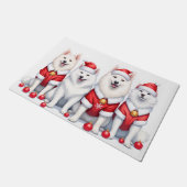 Samojede Weihnachtskleid Santa Hut Fußmatte (Schrägansicht)