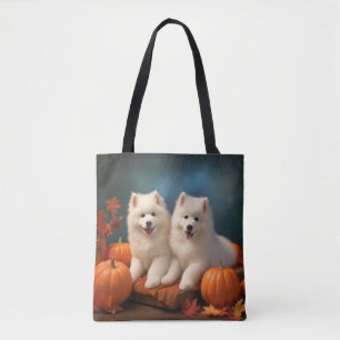 Samojede-Welpe Herbstfreude Kürbis  Tasche