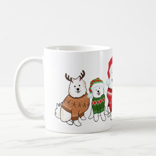 Samojeden in Weihnachtspullovern Kaffeetasse (Links)