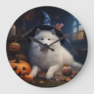 Samojeden Kürbisse Halloween Gruselig Große Wanduhr