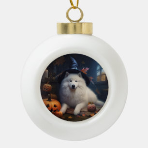 Samojeden Kürbisse Halloween Gruselig Keramik Kugel-Ornament