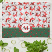 Samojeden-Muster-Monogramm-Weihnachtshund Geschirrtuch (Gefaltet)