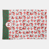 Samojeden-Muster-Monogramm-Weihnachtshund Geschirrtuch (Horizontal)