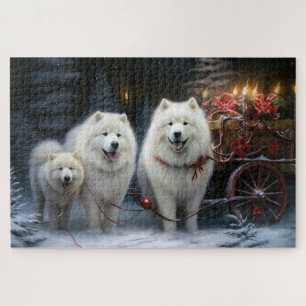 Samojedisch schneebedeckter Schlitten Weihnachtsde Puzzle