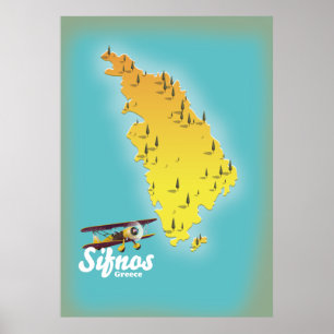 Samos Griechische Insel Karte Poster