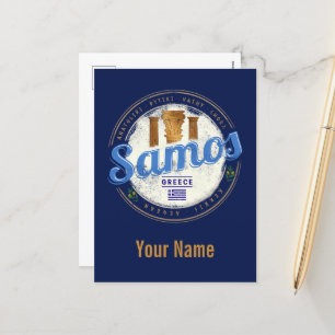 Samos-Insel in Griechenland Retro-Urlaub Feiertagspostkarte