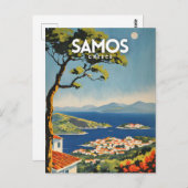 Samos Reiseplakat Postkarte (Vorne/Hinten)