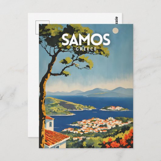 Samos Reiseplakat Postkarte (Vorne/Hinten)