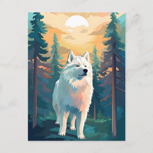 Samotischer Winterwald bei Sonnenuntergang Postkarte (Vorderseite)