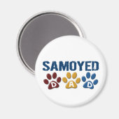 SAMOYE-Vater-Pfote Druck 1 Magnet (Vorderseite/Rückseite)