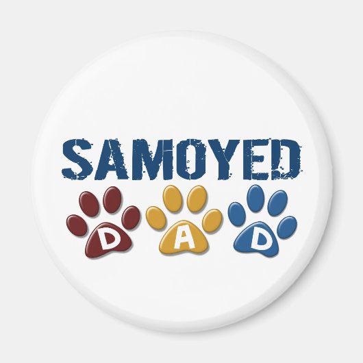 SAMOYE-Vater-Pfote Druck 1 Magnet (Vorne)