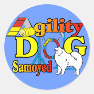 Samoyed Agility Geschenke Runder Aufkleber