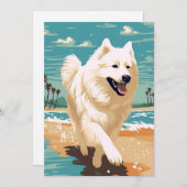 Samoyed am Strand Feiertagskarte (Vorne/Hinten)