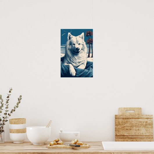 Samoyed am Strand Poster (Küche)
