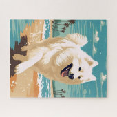 Samoyed am Strand Puzzle (Horizontal)