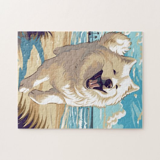 Samoyed am Strand Puzzle (Horizontal)
