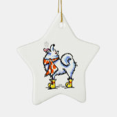 Samoyed American Eskimo Dog Snowflake Keramik Ornament (Rechts)