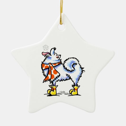 Samoyed American Eskimo Dog Snowflake Keramik Ornament (Vorne)
