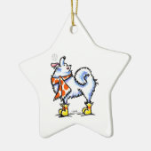 Samoyed American Eskimo Dog Snowflake Keramik Ornament (Links)
