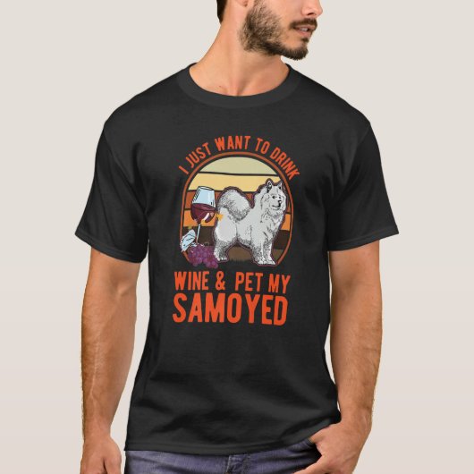 Samoyed And Wine T-Shirt (Vorderseite)