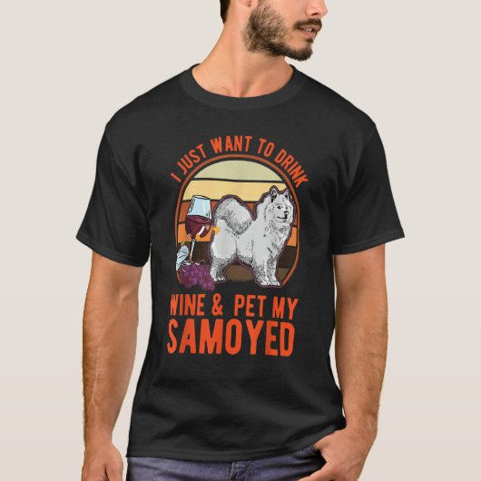 Samoyed And Wine T-Shirt (Vorderseite)