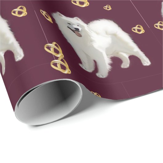 Samoyed Anniversary Pattern (Fabric verkauft Separ Geschenkpapier (Rolleneckpunkt)