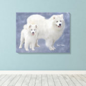Samoyed Art Wrapped Canvas 24X18" Leinwanddruck (Insitu (Holzboden))