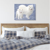 Samoyed Art Wrapped Canvas 24X18" Leinwanddruck (Insitu (Schlafzimmer))