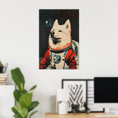 Samoyed Astronaut Poster, Samoyed Retro Print Poster (Heimbüro)