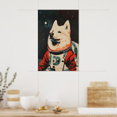 Samoyed Astronaut Poster, Samoyed Retro Print Poster (Küche)