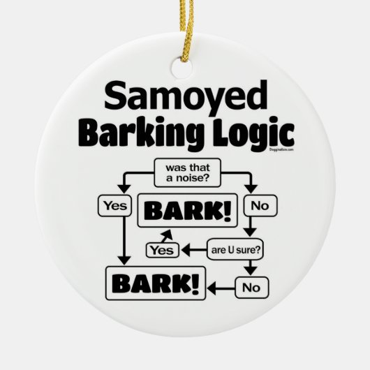 Samoyed Barking Logic Keramik Ornament (Vorne)
