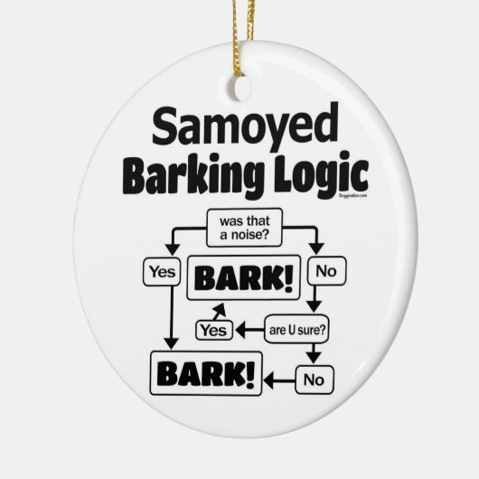Samoyed Barking Logic Keramik Ornament (Links)