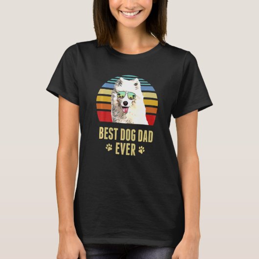 Samoyed Best Hund Vater je Retro Sonnenuntergang T-Shirt (Vorderseite)