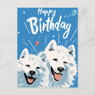 Samoyed Birthday Postcard Postkarte