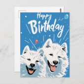 Samoyed Birthday Postcard Postkarte (Vorne/Hinten)