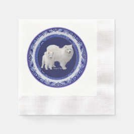 Samoyed Blue Willow Coin Paper Napkin Serviette