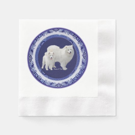 Samoyed Blue Willow Coin Paper Napkin Serviette (Vorderseite)
