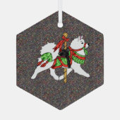 Samoyed Carousel Horse Glass Hexagonal Ornament BK (Rückseite)