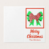 Samoyed Christmas Dog & Green Bow Geschenkmarke (Außenseite Aufgefaltet)