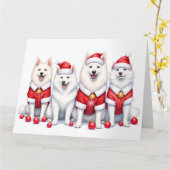 Samoyed Christmas Dress Santa Hat Karte (Gelbe Blume)