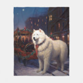 Samoyed Christmas Festivals Jahreszeit Fleecedecke (Vorderseite)