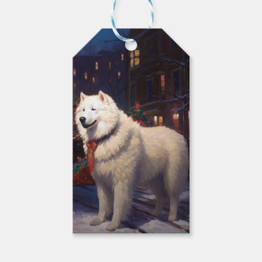 Samoyed Christmas Festivals Jahreszeit Geschenkanhänger (Vorderseite)